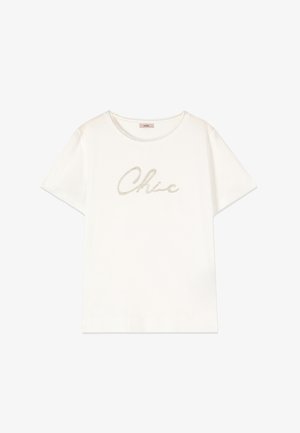 Oltre, T-SHIRT CON RICAMO LETTERING - T-Shirt print - bianco
