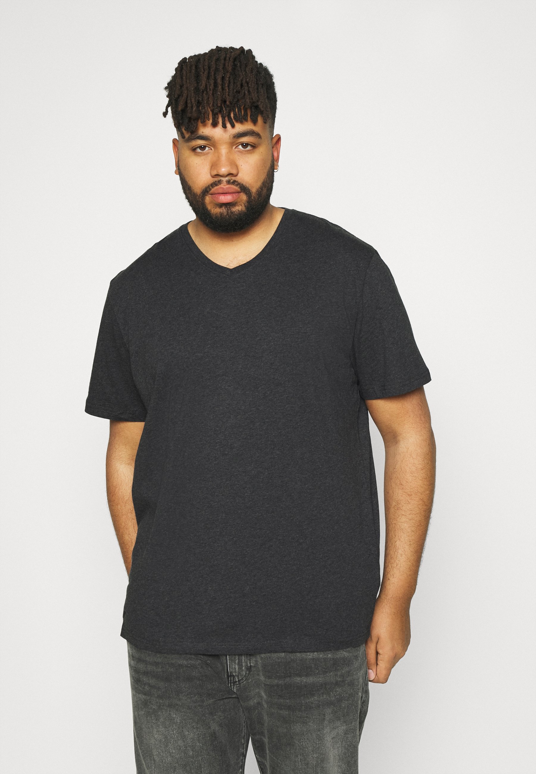 Johnny Bigg Essential V Neck Tee Basic Tshirt Charcoal, Men's, Size: XL, Grey