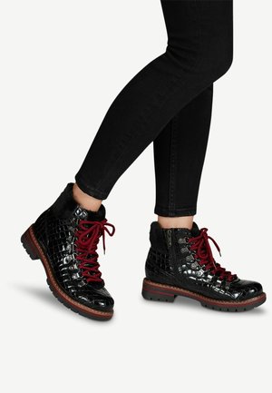 Lace-up ankle boots - black cro.pat.
