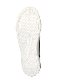 Suola di sneaker bianca con modelli di presa testurizzati, caratterizzata da design a diamante e a spina di pesce per la trazione. Bordo liscio e senza logo visibile.