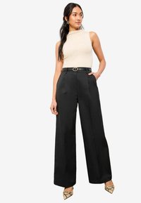 WIDE LEG TAILORED PLEAT FRONT - Nadrágok - black