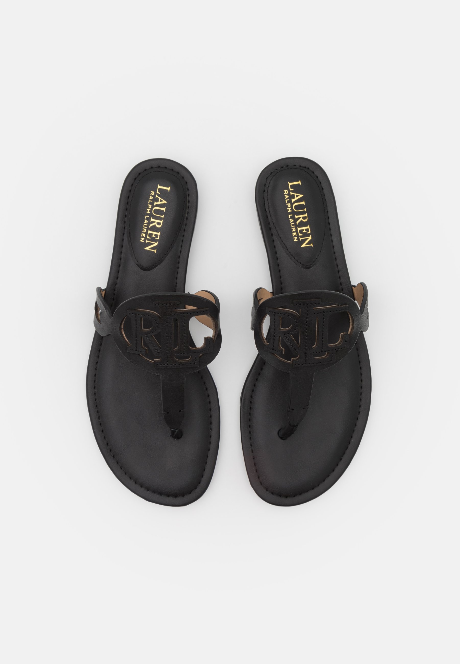 Lauren Ralph Lauren AUDRIE BURNISHED LEATHER SANDAL - Sandalias de dedo -  black/negro - Zalando.es