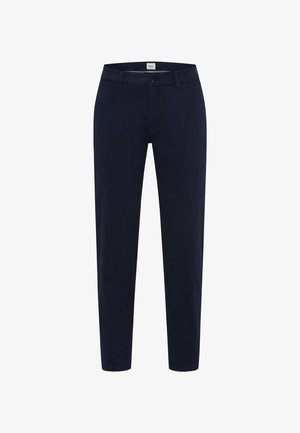 Pantaloni blu navy realizzati in cotone con un design slim fit, dotati di chiusura con bottone e stile a cinque tasche standard.