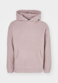 Fleece-Pullover-Hoodie in Hellpink, ausgestattet mit einer Kängurutasche, einer verstellbaren Kapuze und einer strukturierten Oberfläche für zusätzliche Wärme.