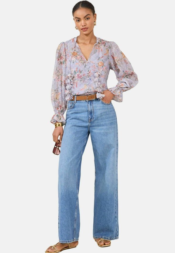 LONG SLEEVE WITH 3D FLORAL TIES - Hemdbluse