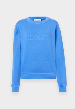 Blauer Sweatshirt mit "CLOSED" in einem leicht dunkleren Blau gestickt. Verfügt über einen Rundhalsausschnitt, lange Ärmel und gerippte Bündchen. Hergestellt aus weichem Stoff.