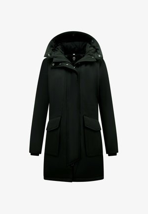 Local Fanatic, LANGE WINTERJAS CAPUCHON -NW - GROEN - 2728 - Wintermantel - zwart