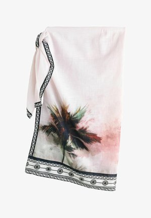 REGULAR FIT - MAXI LENGTH SARONG . - Strandkiegészítő - black white palm border print