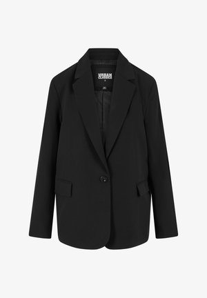 Juodas švarkas struktūrizuotu dizainu su vienu mygtuko užsegimu, notch tipo atvartais ir dviem priekinėmis kišenėmis. Pagamintas iš lygaus audinio, su pritaikytu siluetu.