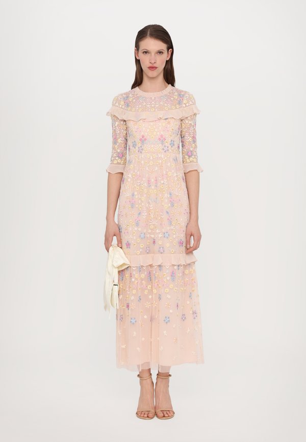 FLOWERBED EMBROIDERY ANKLE GOWN - Occasion wear - apricot2