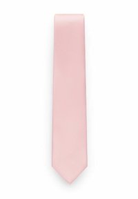 Rosa sidenfluga med en smal form och texturerat diagonalmönster, med en spetsig ände och en slät, glansig finish.