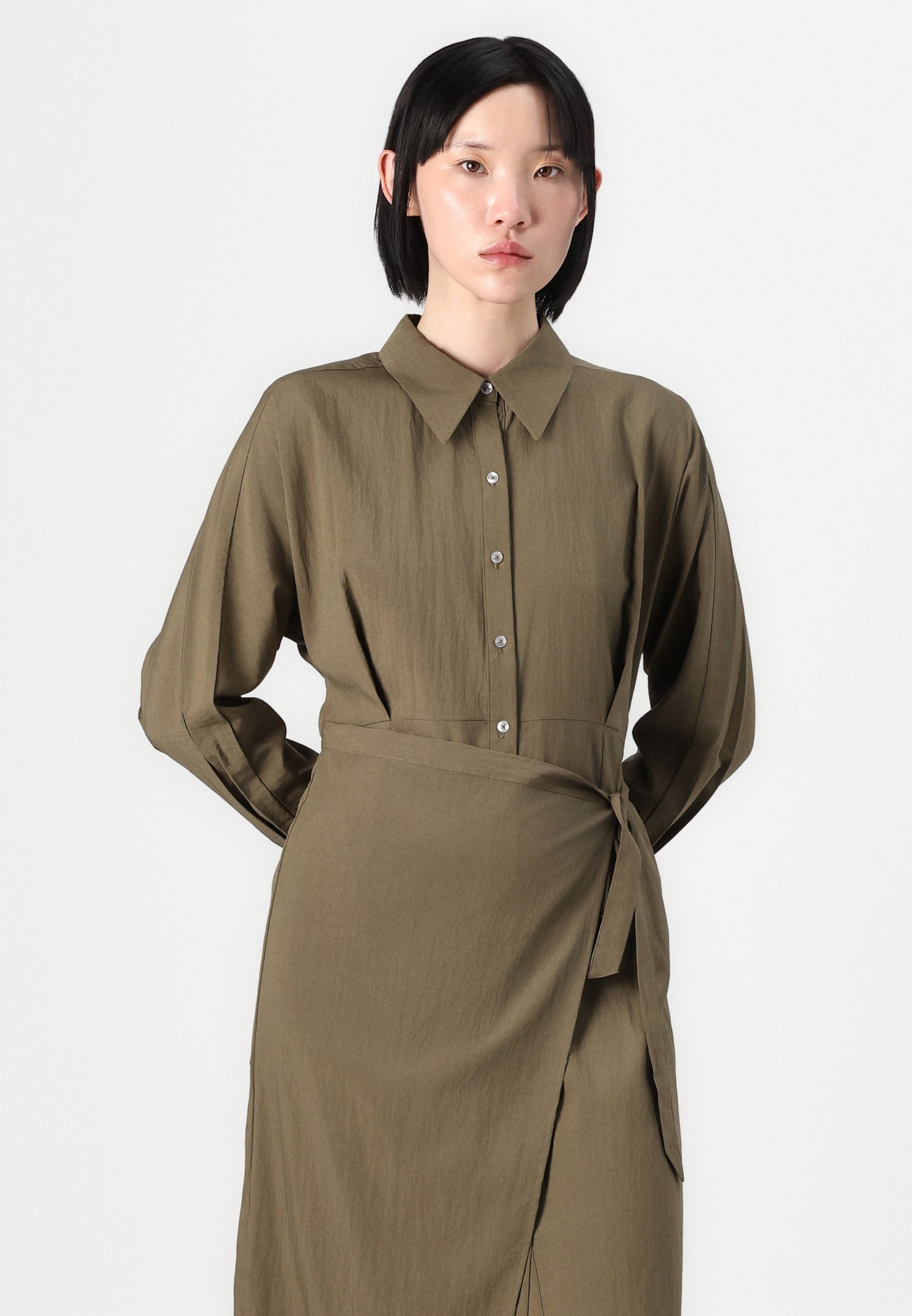 L’or Volume Shirt Dress Khaki Oversized Shirt Dress | JD Williams