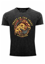 Neverless Herren T-Shirt Mit Pizza Katze Print - Lustiges Comic Design
