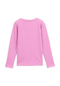 Langarmshirt in einheitlichem Pink, aus weicher Baumwolle gefertigt. Besitzt einen Rundhalsausschnitt und ein einfaches, klares Design ohne zusätzliche Details.