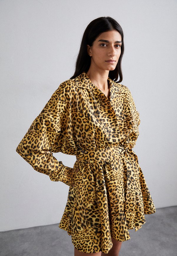 SUPER FLARED MINI DRESS - Shirt dress - cheetah patch4