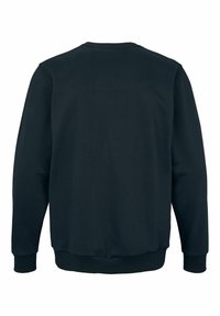 Sweat-shirt noir à manches longues avec poignets et ourlet côtelés, présenté de dos sur fond blanc.