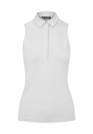 Witte mouwloze poloshirt met een kraag met knopen en een slank ontwerp, met een klein logo op de linkerborst.