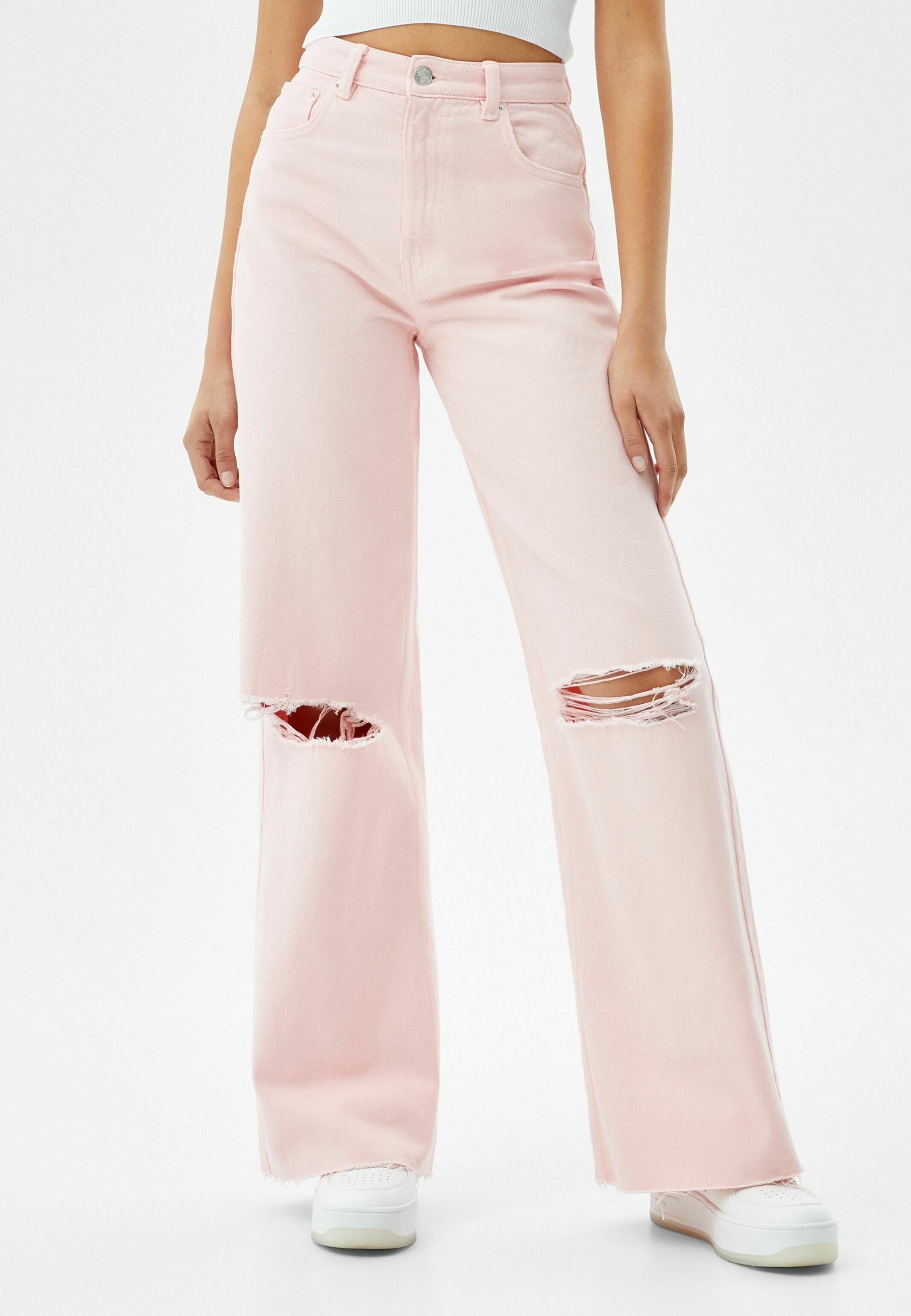 Bershka WIDE LEG TWILL - Pantaloni - pink/fuxia - Zalando