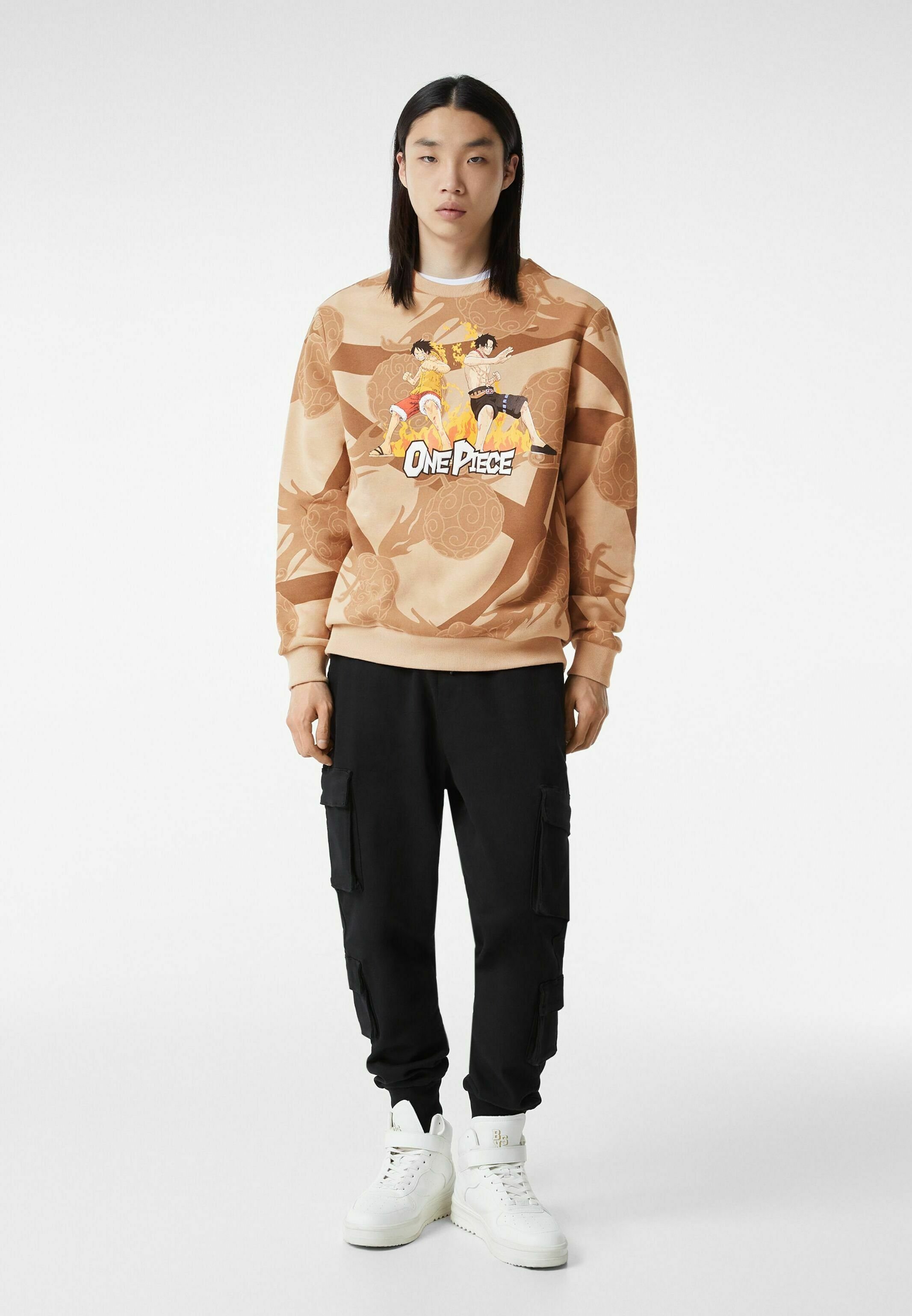 Bershka ROUND NECK WITH ONE PIECE PRINT - Sweater - sand/beige - Zalando.nl