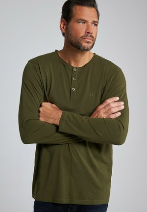 JP1880 HENLEY, KNOPENLIJST, T/M - Camiseta de manga larga - donkerkaki