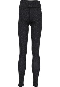 Svarta leggings med ett subtilt gepardtryck, hög midja och ett mjukt, stretcht material för komfort och flexibilitet.