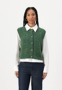 Marc O'Polo DENIM KNIT SLEEVELESS CARDIGAN BUTTON - Väst - artichoke green