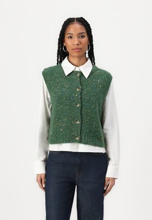 Marc O'Polo DENIM KNIT SLEEVELESS CARDIGAN BUTTON - Vest - artichoke green