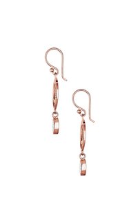 Ohrringe aus Roségold mit ovalem Tropfen-Design, das einen klaren Edelsteinhautton enthält. Sie verfügen über Hakenverschlüsse für sicheren Halt.