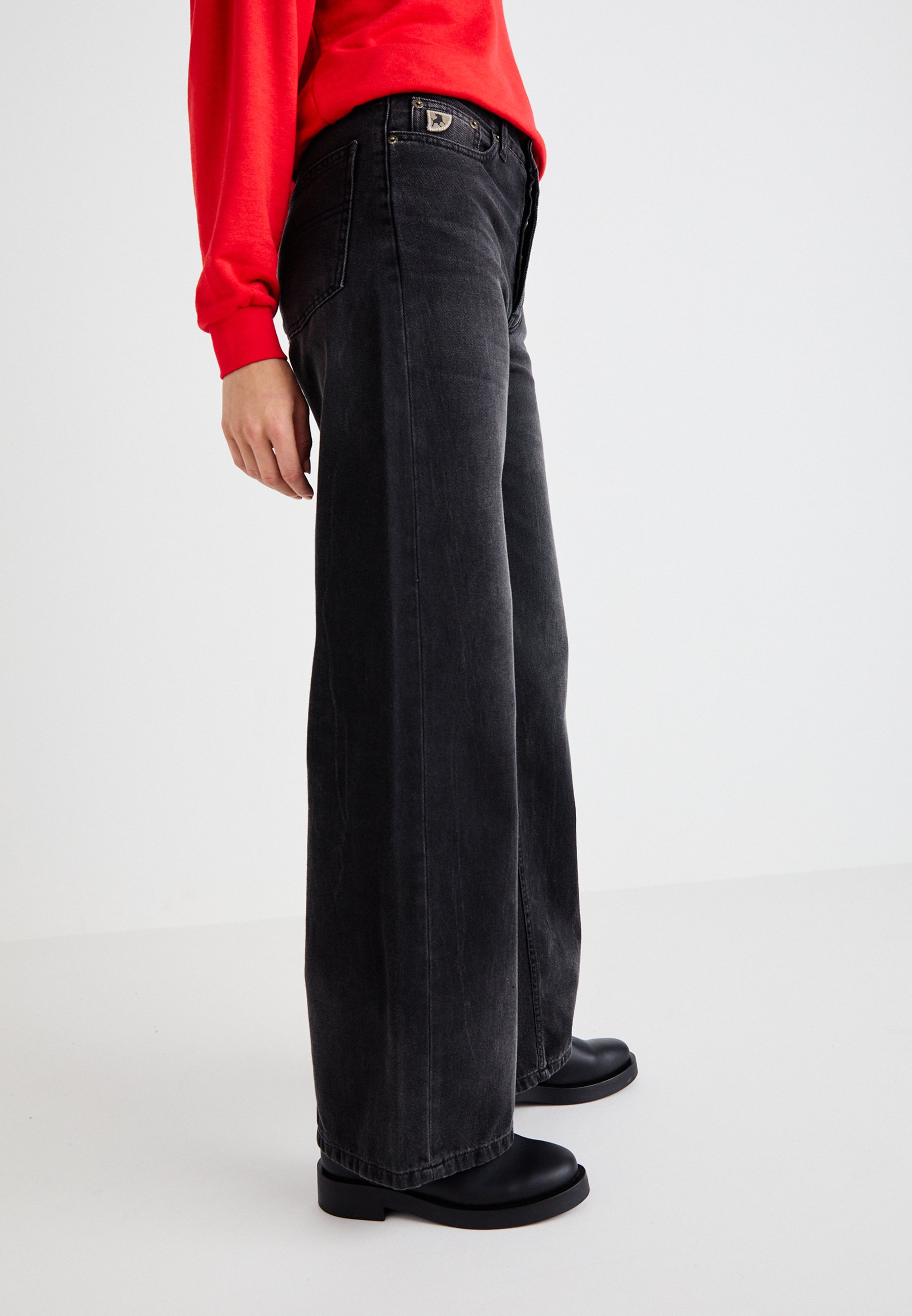 LOIS Jeans SKATER LOOSE - Wide Leg - black stone/black