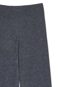 Dunkelgraue, hoch taillierte Strickleggings mit nahtlosem Design und weichem, strukturiertem Stofffinish, flach liegend dargestellt.