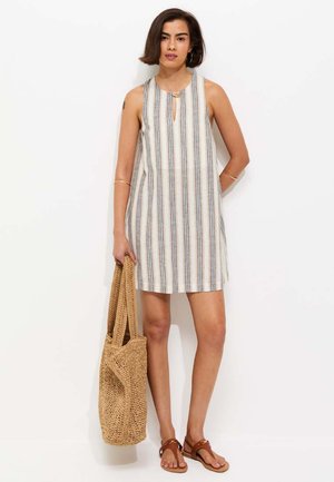 New Look, WHITE STRIPED SHIFT MINI DRESS - Jurk - white pattern