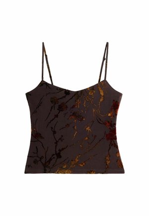 Desigual, FLOCKED STRAPPY TOP - Débardeur - brown