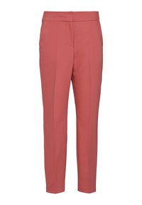 Roze gekleurde broek met een soepele textuur, op maat gemaakte ontwerpen, rechte snit en schuine zijzakken. Geen zichtbare hardware of patronen.