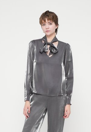 VIESSA V NECK TIE SHIRT - Bluză - silver-coloured