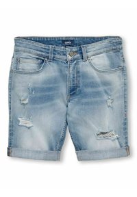 ONLY GIRLS EDGY - Shorts di jeans - light medium blue denim