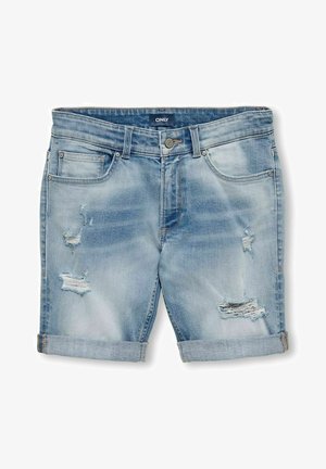 ONLY GIRLS EDGY - Jeans Shorts - light medium blue denim