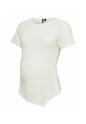 Vero Moda, TOP TIGHT FIT ROUND NECK TOP - T-shirts basic - snow white