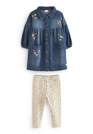 EMBROIDERED SET - Tamprės – kelnės - blue denim floral