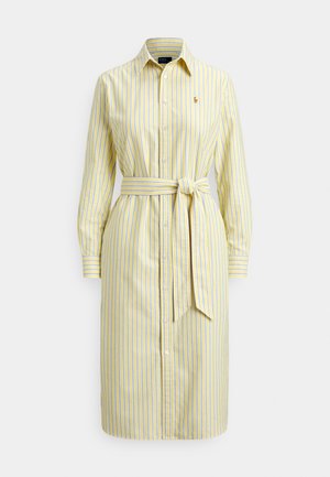STRIPED COTTON OXFORD BELTED SHIRTDRESS - Skjortekjole - yellow navy multi