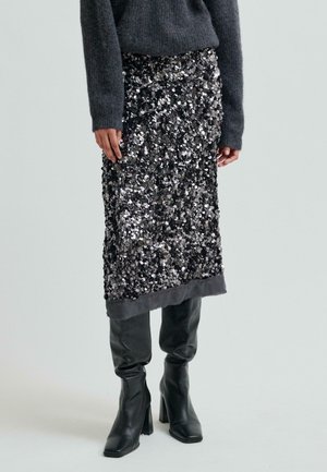 SHINY - A-lijn rok - gungrey metal