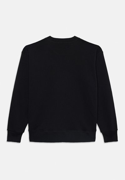 Svart sweatshirt med klassisk rund halsringning, långa ärmar och ribbade muddar och nederkant. Mjuk tyg med en slät struktur, inga synliga mönster.