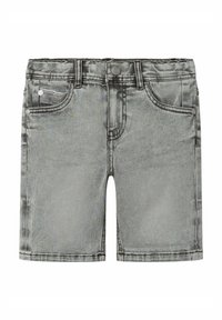 Grå denimshorts med fem fickor, urblekt design och rak passform. Har en knappstängning och detaljer med accentstickningar.