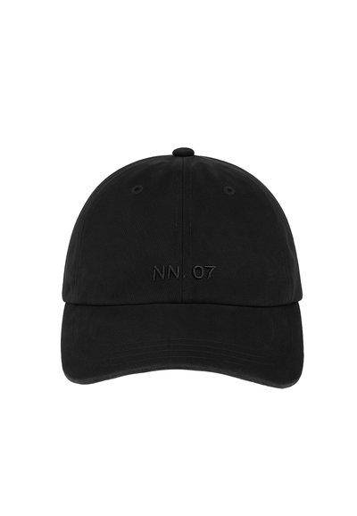 Black baseball cap with curved brim and "NN. 07" embroidered in black on the front center.
