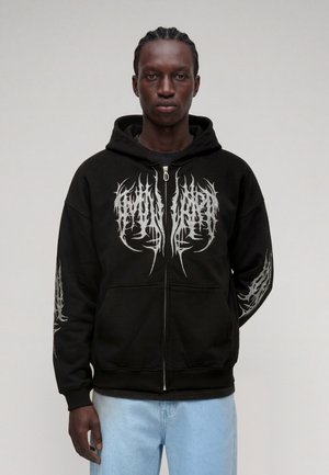 FAVELA, CYBER SILVER EMBROIDERY FRONTZIP - Sweatjacke - embroidery black