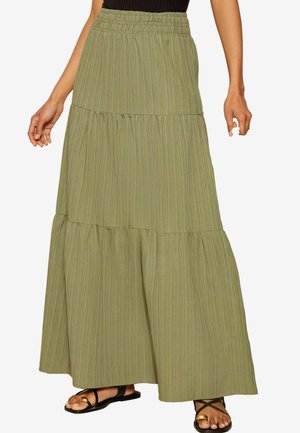 TEXTURED BOHO STYLE MIDI - Maxisukňa - khaki green