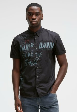 KURZARM MIT LABEL PRINTS UND STICKEREIEN - Hemd - black
