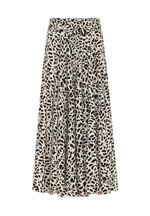 Maxi skirt - creme schwarz bedruckt