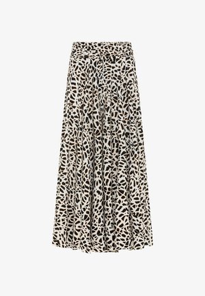 Maxi skirt - creme schwarz bedruckt