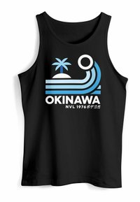 Neverless® - Camiseta Para Hombre Con Texto "Japan Okinawa Retro Palme Welle Fashion Streetstyle Okinawa Sunrise Negro S