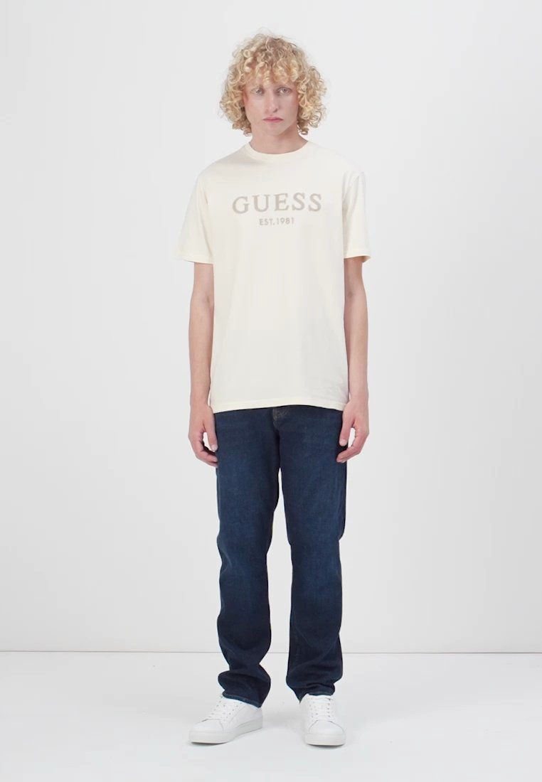 GU122O1EW-A11 Men's BOX LOGO Semi-Sheer T-Shirt in Classic Fit